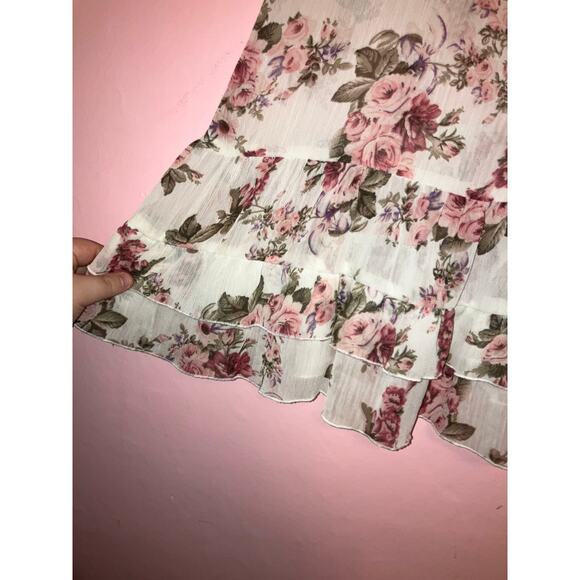Fang babydoll tiered floral boho sheer tank top size XL - Picture 2 of 7